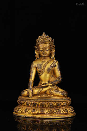 CHINESE GILT BRONZE BUDDHA