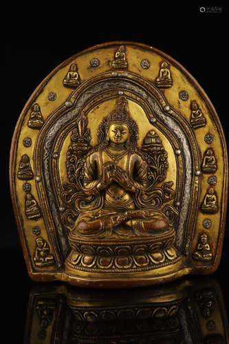 CHINESE GILT BRONZE BUDDHA