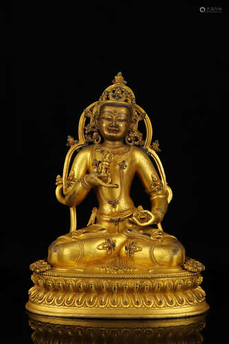 CHINESE GILT BRONZE BUDDHA