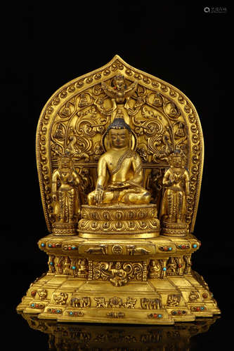 CHINESE GILT BRONZE BUDDHA