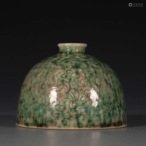 KANGXI MARK, CHINESE GREEN GLAZED VASE