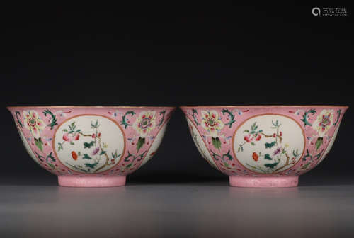 DAOGUANG MARK, PAIR OF CHINESE FAMILLE ROSE BOWL