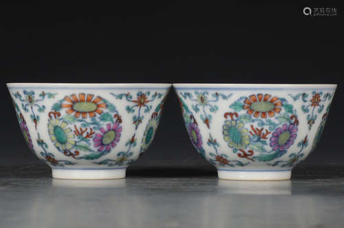 YONGZHENG MARK, CHINESE DOUCAI CUP