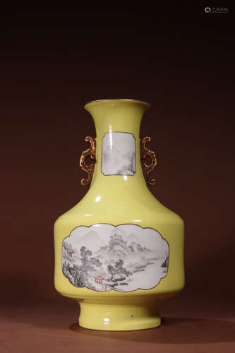 CHINESE YELLOW GLAZED VASE