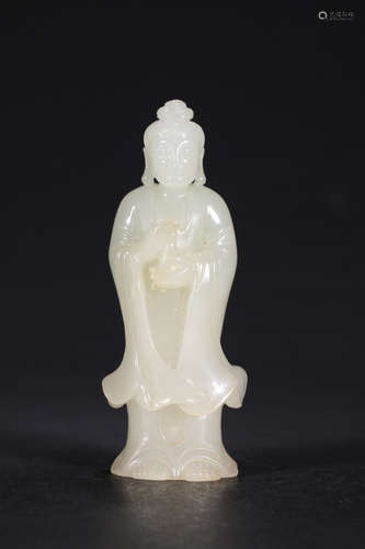 CHINESE CARVED HETIAN JADE BUDDHA