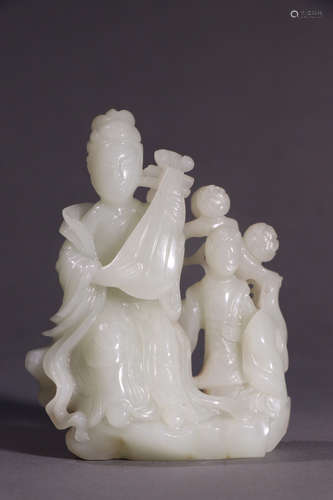 CHINESE CARVED HETIAN JADE ORNAMENT