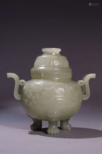 CHINESE CARVED HETIAN JADE CENSER