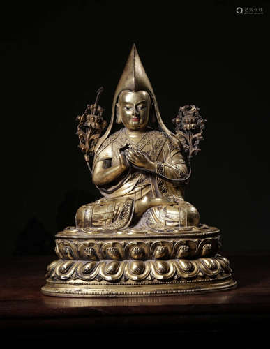 CHINESE GILT BRONZE BUDDHA