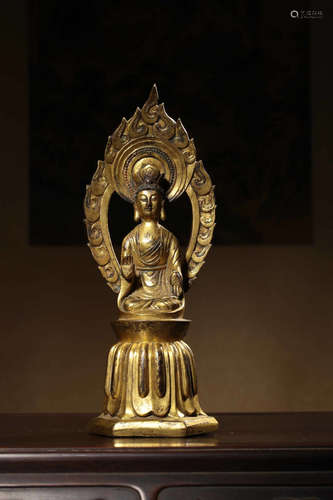 CHINESE GILT BRONZE BUDDHA