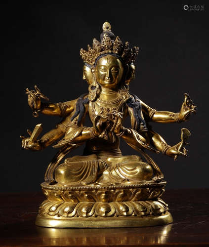 CHINESE GILT BRONZE BUDDHA