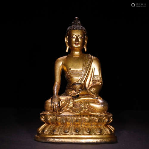 CHINESE GILT BRONZE BUDDHA