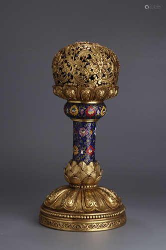 QIANLONG MARK, CHINESE GILT CLOISONNIE ORNAMENT