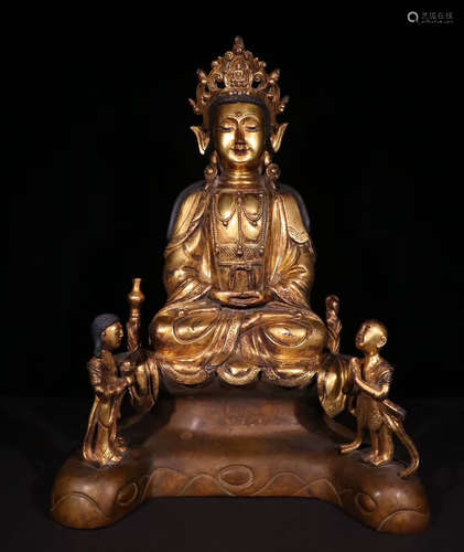 CHINESE GILT BRONZE BUDDHA