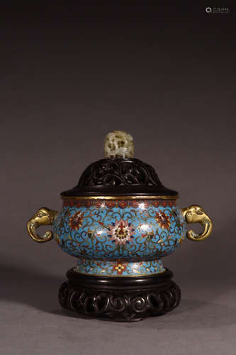 QIANLONG MARK, CHINESE CLOISONNIE CENSER