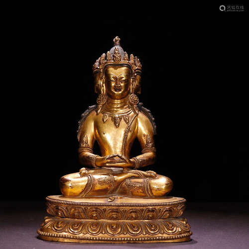 CHINESE GILT BRONZE BUDDHA