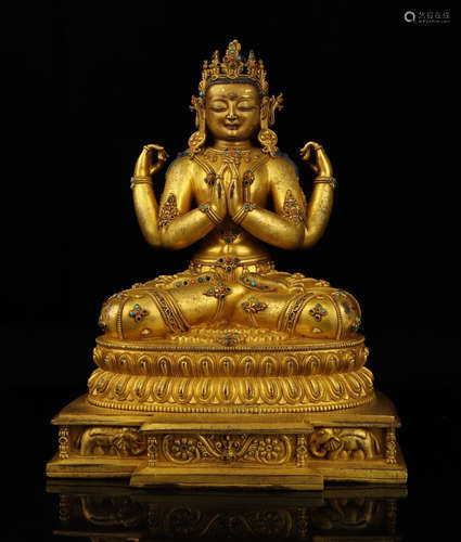 CHINESE GILT BRONZE BUDDHA