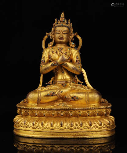 CHINESE GILT BRONZE BUDDHA