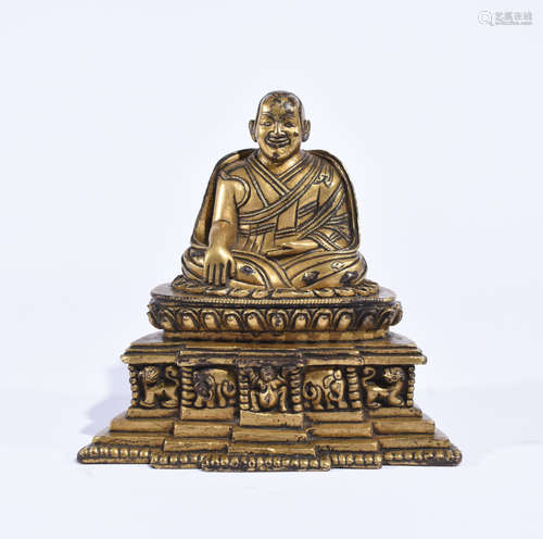 CHINESE GILT BRONZE BUDDHA