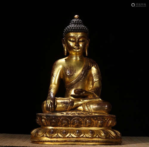 CHINESE GILT BRONZE BUDDHA