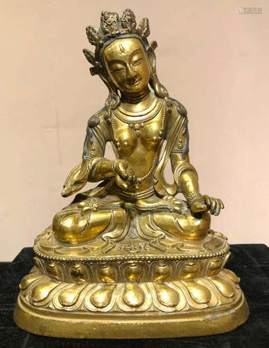 CHINESE GILT BRONZE BUDDHA