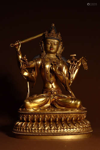 CHINESE GILT BRONZE BUDDHA