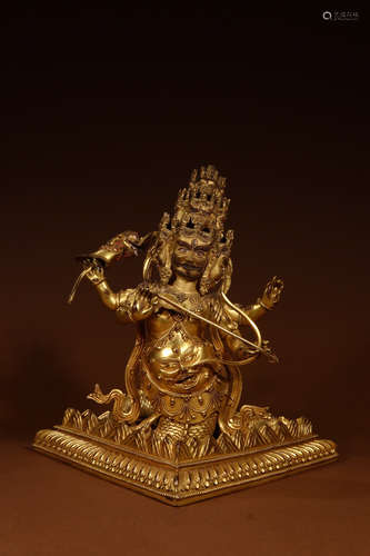 CHINESE GILT BRONZE BUDDHA