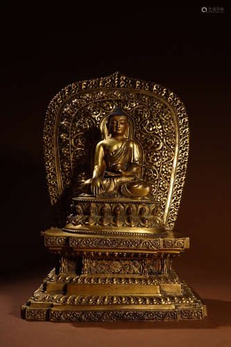 CHINESE GILT BRONZE BUDDHA