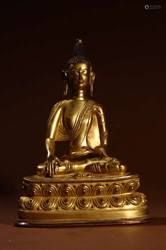 CHINESE GILT BRONZE BUDDHA