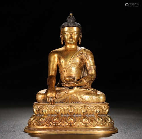 CHINESE GILT BRONZE BUDDHA