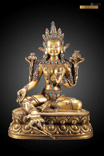 CHINESE GILT BRONZE BUDDHA