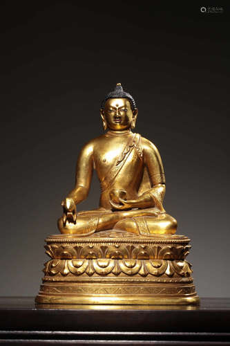 CHINESE GILT BRONZE BUDDHA