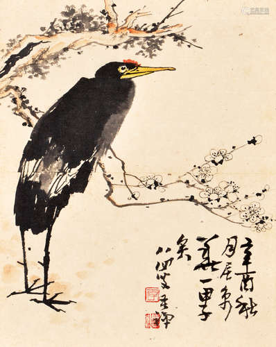 李苦禪 花鳥 設色紙本 鏡片