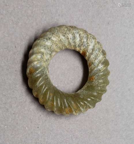 鈣化古玉 紐紋環