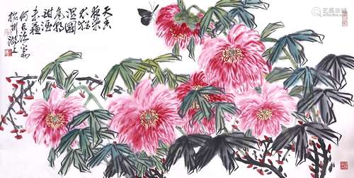 何水法 花卉 紙本 鏡片