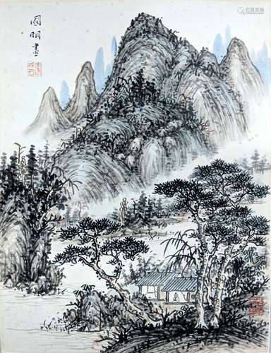 李國明 山水 紙本 鏡片