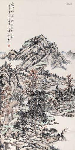袁培基(1870-1943) 霜林节屋 纸本设色 镜心
