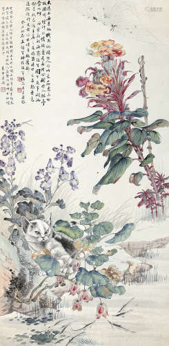 程  璋（1869-1938） 王  叶 耄耋图 纸本设色 镜心