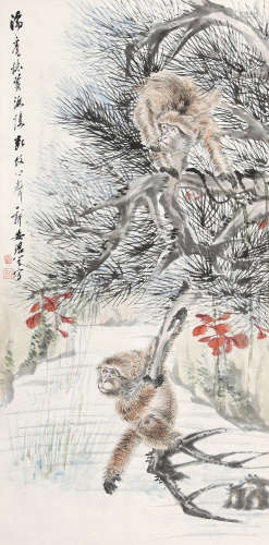 程  璋(1869-1938) 封侯图 纸本设色 立轴