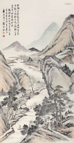 褚健秋（1891—1965） 山水 纸本设色 立轴