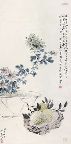 吴琴木（1894-1953） 清香一片拂 纸本设色 立轴