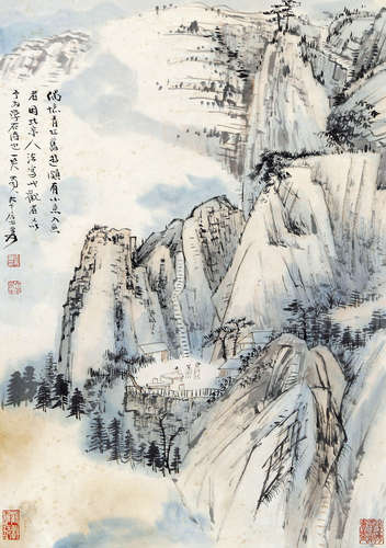 张大千（1899-1983） 宋意黄山 纸本设色 镜框