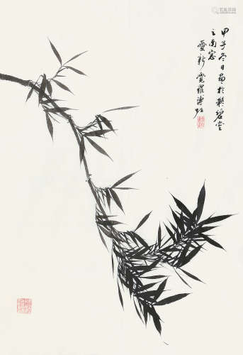溥  佐（1918-2001） 墨竹 纸本水墨 软片