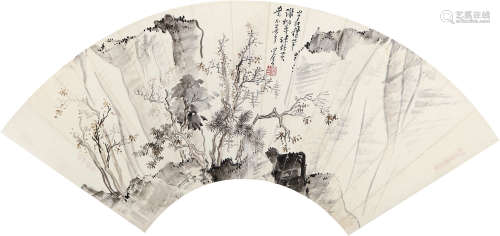 溥  儒（1896-1963） 山水扇面 纸本设色 镜心