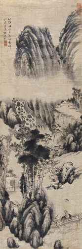 昌  襄（1611-1693） 山水 绫本水墨 立轴