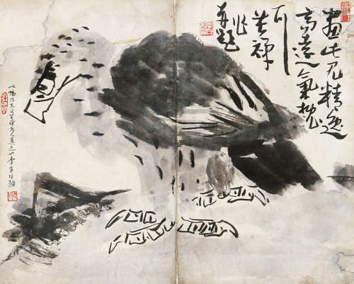 李苦禅（1899-1983） 鹰 纸本水墨 立轴