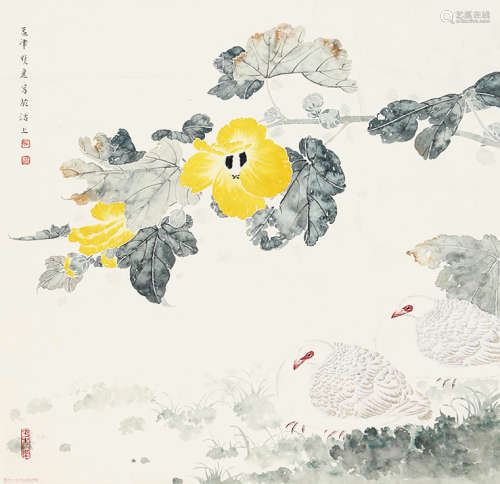 张晓彦（b.1975） 花鸟 纸本设色 镜心