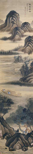 蔡  嘉(1686-1779) 风雨归舟 绢本设色 立轴