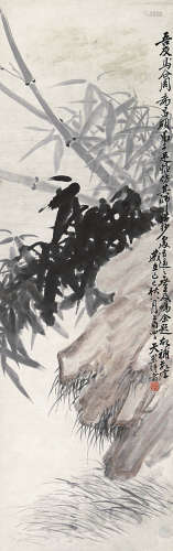 马企周(1886-1937) 竹石图 纸本设色 立轴