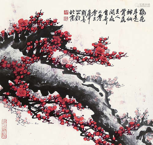 王成喜（b.1940） 红梅 纸本设色 立轴