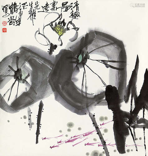 周鹤龄（b.1959） 清趣图 纸本设色 立轴